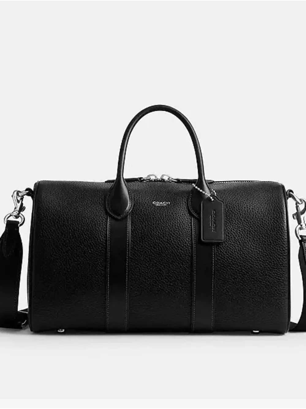 Coach Black Leather Duffel Bag for Men